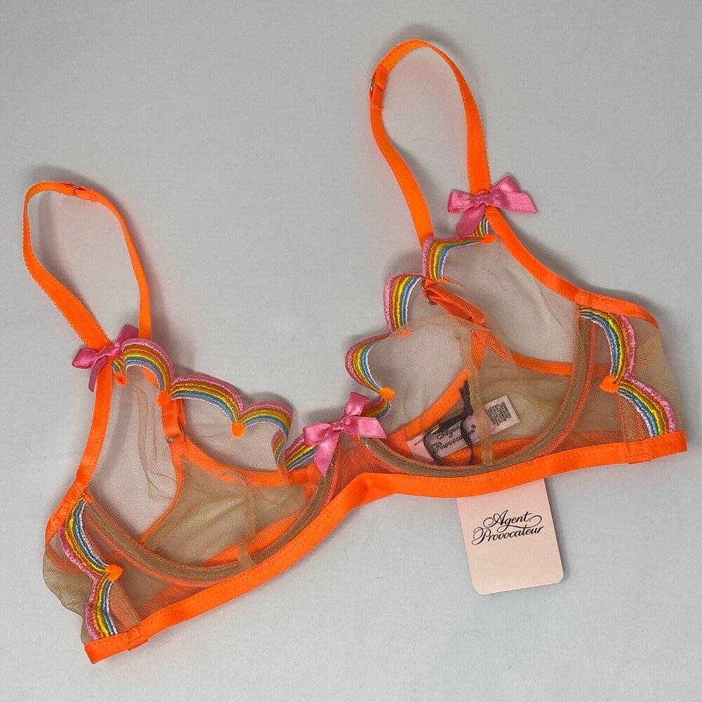 Agent Provocateur Izzy Orange Nude Multi Bra 36B NWT